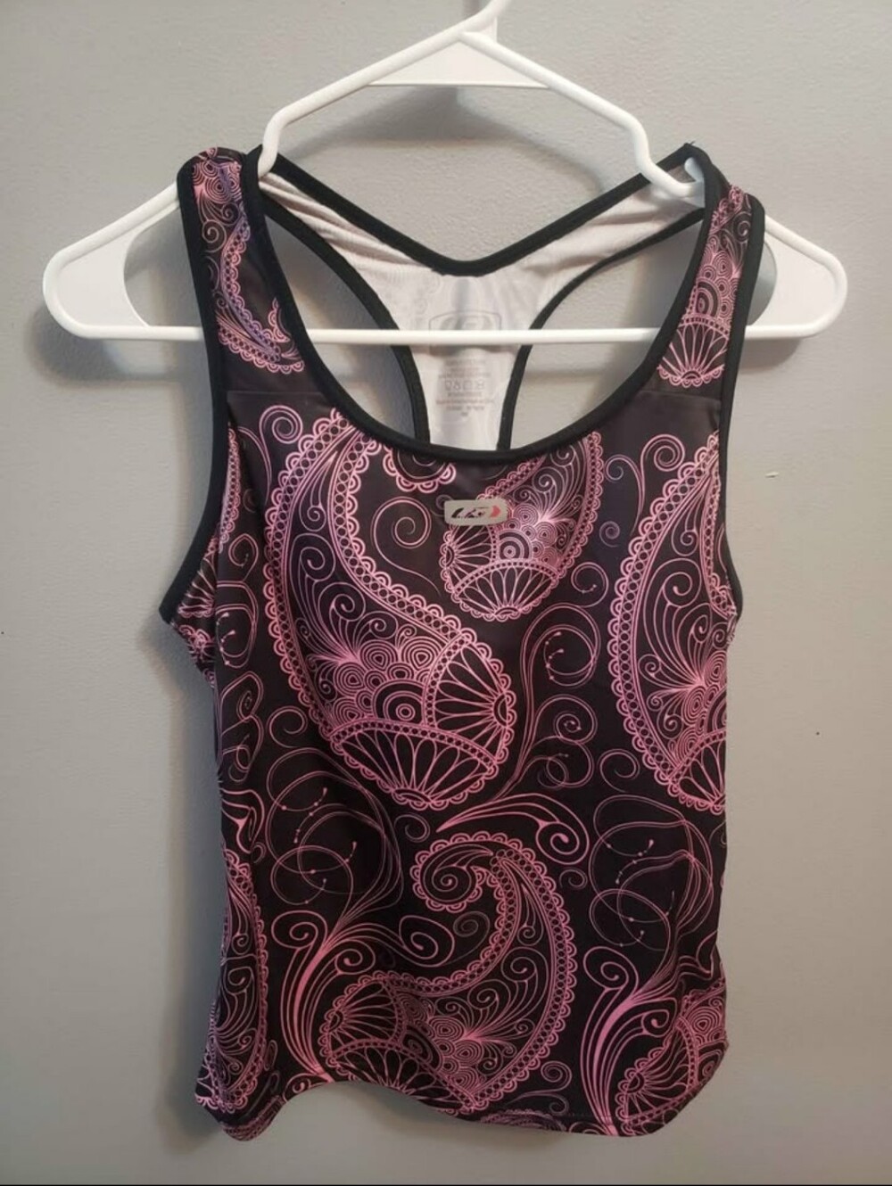 Women’s Pink Paisley Racerback Tank Top - Black Base